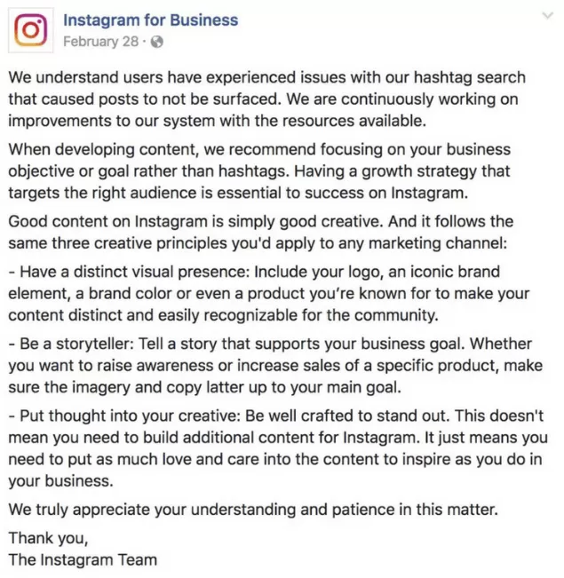 Instagram notice